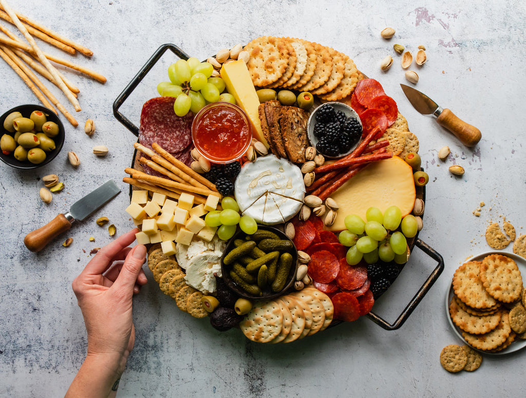 Top View of Pickle Charcuterie Board