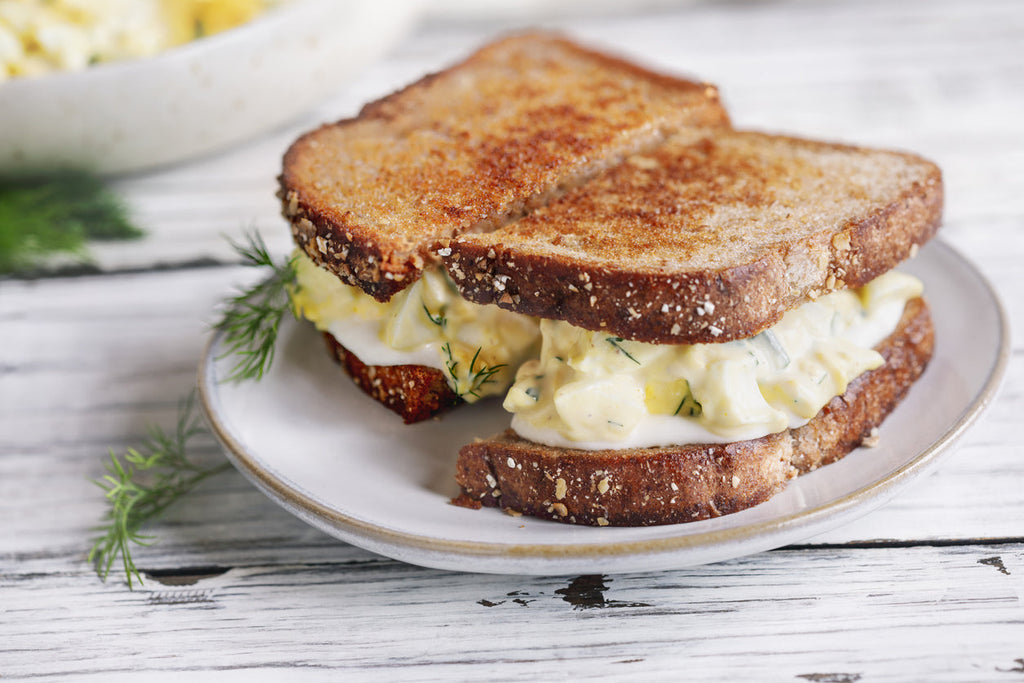 Dill Pickle Egg Salad on a Toasted Sandwich