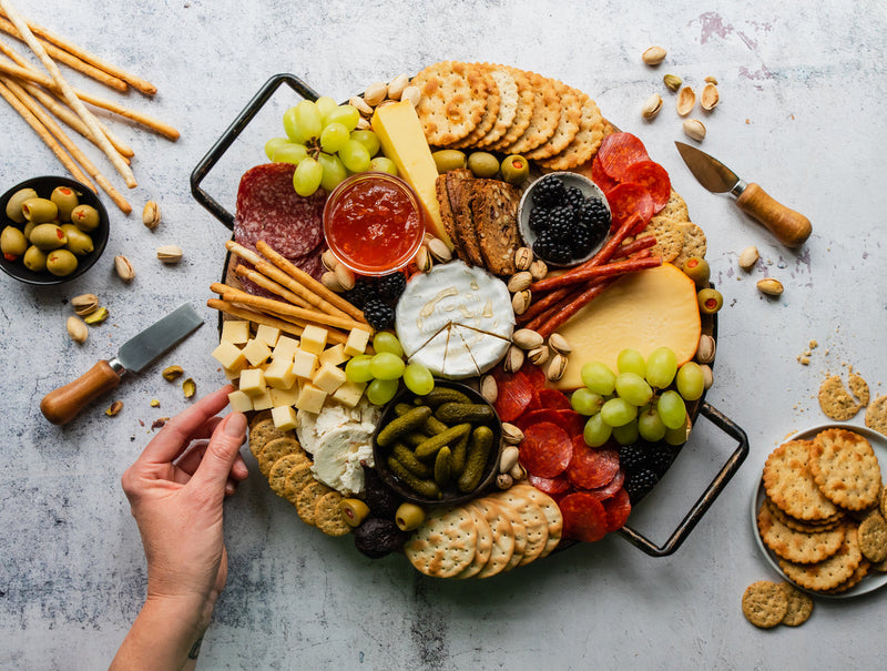 Top View of Pickle Charcuterie Board